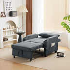 VINGLI Sleeper Chair 3-in-1 Convertible Sofa Bed Adjustable Recliner Sofa Modern Pull Out Couch Bed with 2 USB Ports 2 Cup Holders 2 Side Pockets for Living Room Bedroom Small Spaces, Dark Grey