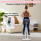 Squat Machine for Home - Exercise Machine with Adjustable Resistance Bands Row-N-Ride Squat Assist Trainer for Glutes Ab Back Legs Workout(Pink)