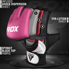 RDX MMA Gloves Grappling Sparring, Maya Hide Leather, Boxing Gloves Men Women Muay Thai Martial Arts Training, Half Finger Adjustable Mitts Wrist Support Kickboxing Cage Fighting Punching Bag Workout