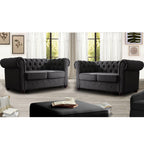 Rosevera Genevieve Upholstered Tufted Loveseat Couch,Chesterfield Sofa loveseat with Armrest Scroll Arm Sofa Couch, Sectional Sofa for Living Room Office
