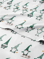 Komplet pościeli King Christmas Tree - Świąteczny wzór Xmas na lnie - Głębokie kieszenie - Dopasowany krój - 4 części - Bez zagnieceń - Wygodna i chłodząca świąteczna pościel zimowa - Łatwa w pielęgnacji - Przyjazna dzieciom