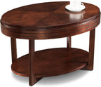 Leick Home 10109-CH Oval Small Coffee Table with Shelf, Chocolate Cherry