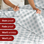 Komplet pościeli King Christmas Tree - Świąteczny wzór Xmas na lnie - Głębokie kieszenie - Dopasowany krój - 4 części - Bez zagnieceń - Wygodna i chłodząca świąteczna pościel zimowa - Łatwa w pielęgnacji - Przyjazna dzieciom