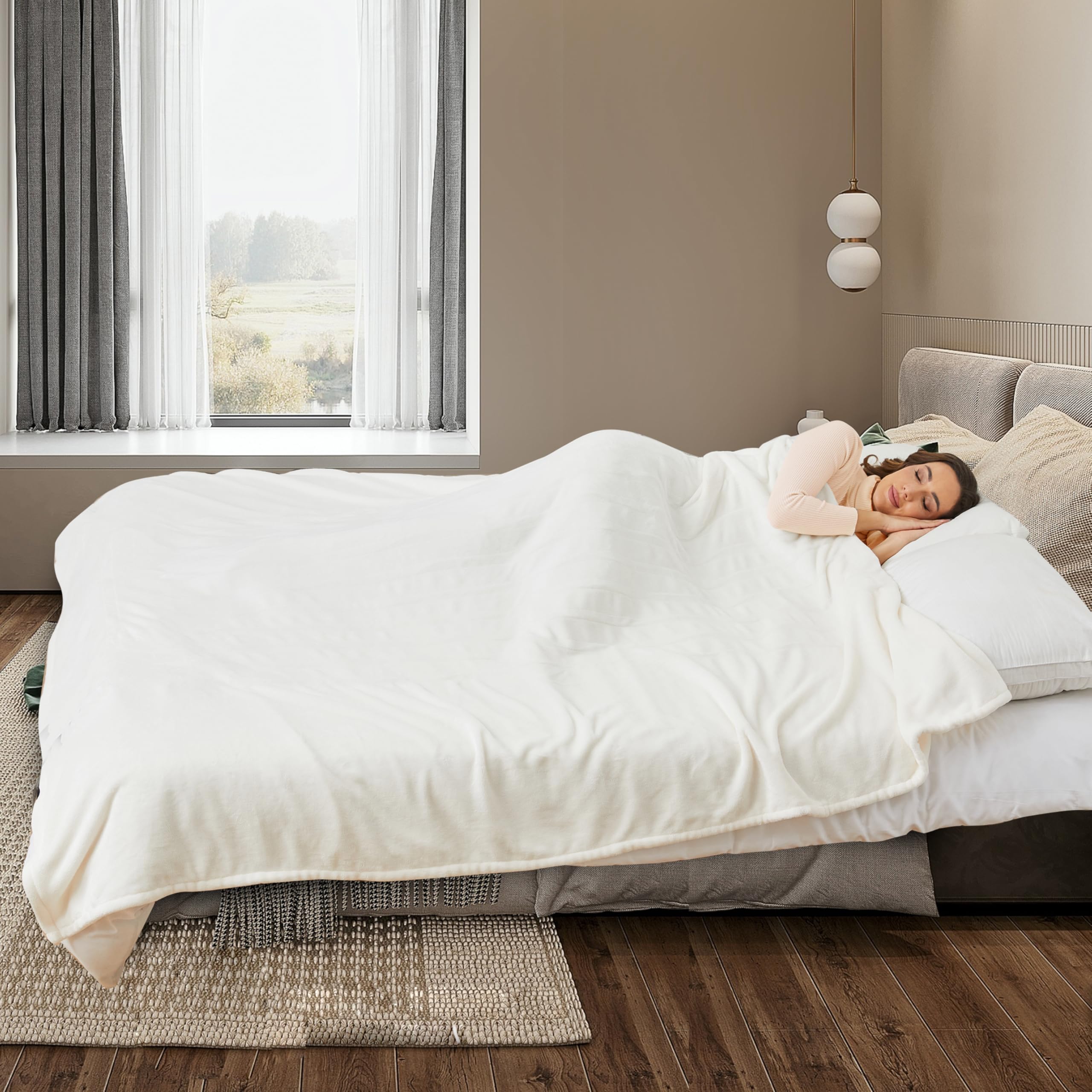 Elektrisch verwarmd deken 72" x 84" volledige maat flanellen stof met 4 verwarmingsniveaus & 10 uur automatische uitschakeling, ademend warm en wasbaar voor zacht en bed - lichtgrijs