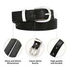 RISANTRY Rhinestone Belt for Women, Black Sparkly Diamond Belts for Womens Dresses, Ladies Glitter Belts for Jeans
