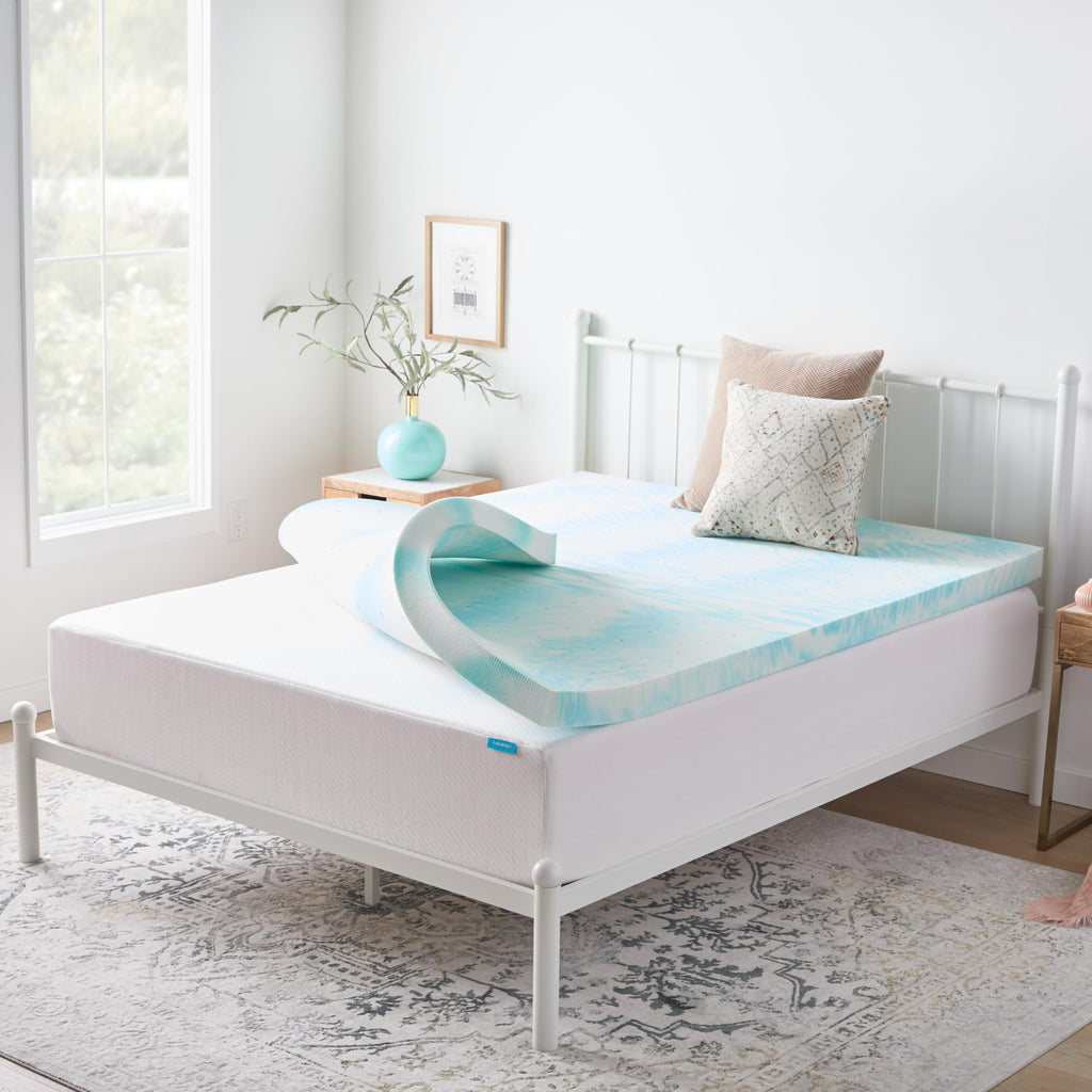 Linenspa Memory Foam Mattress Topper, Queen Size - 2 Inch Gel Infused Memory Foam - Plush Feel - Cooling and Pressure Relieving - CertiPUR Certified