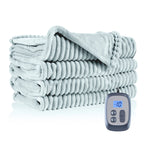 Couverture chauffante électrique DUODUO 72"x84" en polaire corail chaude avec 4 réglages de chaleur et arrêt automatique de 10 heures Protection contre la surchauffe - Gris 