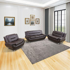 3 Piece Living Room Couch Set, Faux Leather Sofa Set, Modern Sofa Couch Set Living Room Furniture (Sofa+Loveseat+Chair, Black)