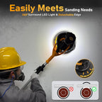 GEVEELIFE Drywall Sander, 880W 7.33A Electric Drywall Sander with Vacuum Dust Collector, 5 Variable Speed 1000-2100RPM, LED Light, Foldable & Extendable Handle, 12 Sanding Discs