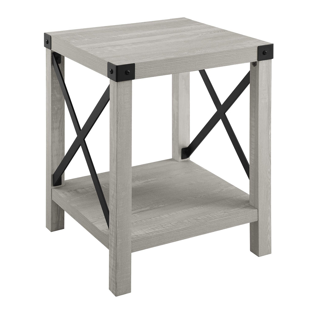 Walker Edison Sedalia Modern Farmhouse Metal X Side Table, 18 Inch, Grey Wash