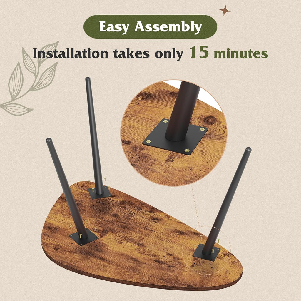 WLIVE Oval Coffee Tables, Modern Coffee Table for Living Room, Coffe Table for Small Space Home Office, Easy Assembly, 33.5" W x 18.9" D x 18.7" H, Rustic Brown