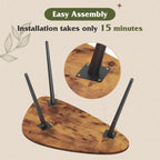 WLIVE Oval Coffee Tables, Modern Coffee Table for Living Room, Coffe Table for Small Space Home Office, Easy Assembly, 33.5" W x 18.9" D x 18.7" H, Rustic Brown