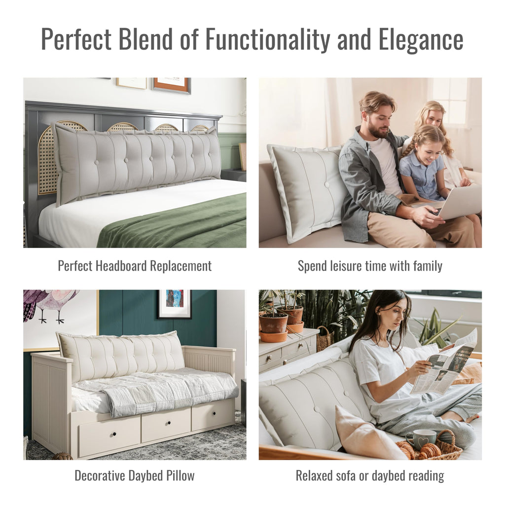Daneey Large Headboard Pillow King Soft Daybed Pillows Bolster for Bed Back Pillow for Sitting in Bed Long Pillow for Bed Reading Pillow Adult Couch Sofa Backrest, Removable Cover