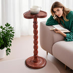 24" Tall Solid Wood Round Side Table – Coffee Table & Plant Stand 2-in-1 with Non-Slip Pads – Farmhouse Living Room/Patio Use (Red)