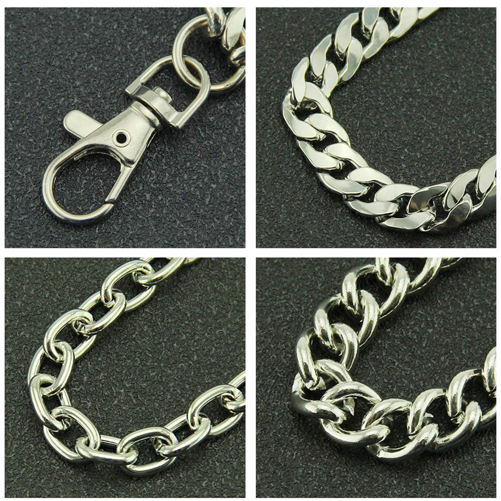 Łańcuch do spodni Lainrrew, łańcuch do spodni, pasek łańcuchowy, łańcuch do portfela, łańcuch do kieszeni, łańcuch do dżinsów hip-hop punk, łańcuch do kluczy, gotyckie akcesoria dla Eboy Egirl kobiet i mężczyzn (srebrny)