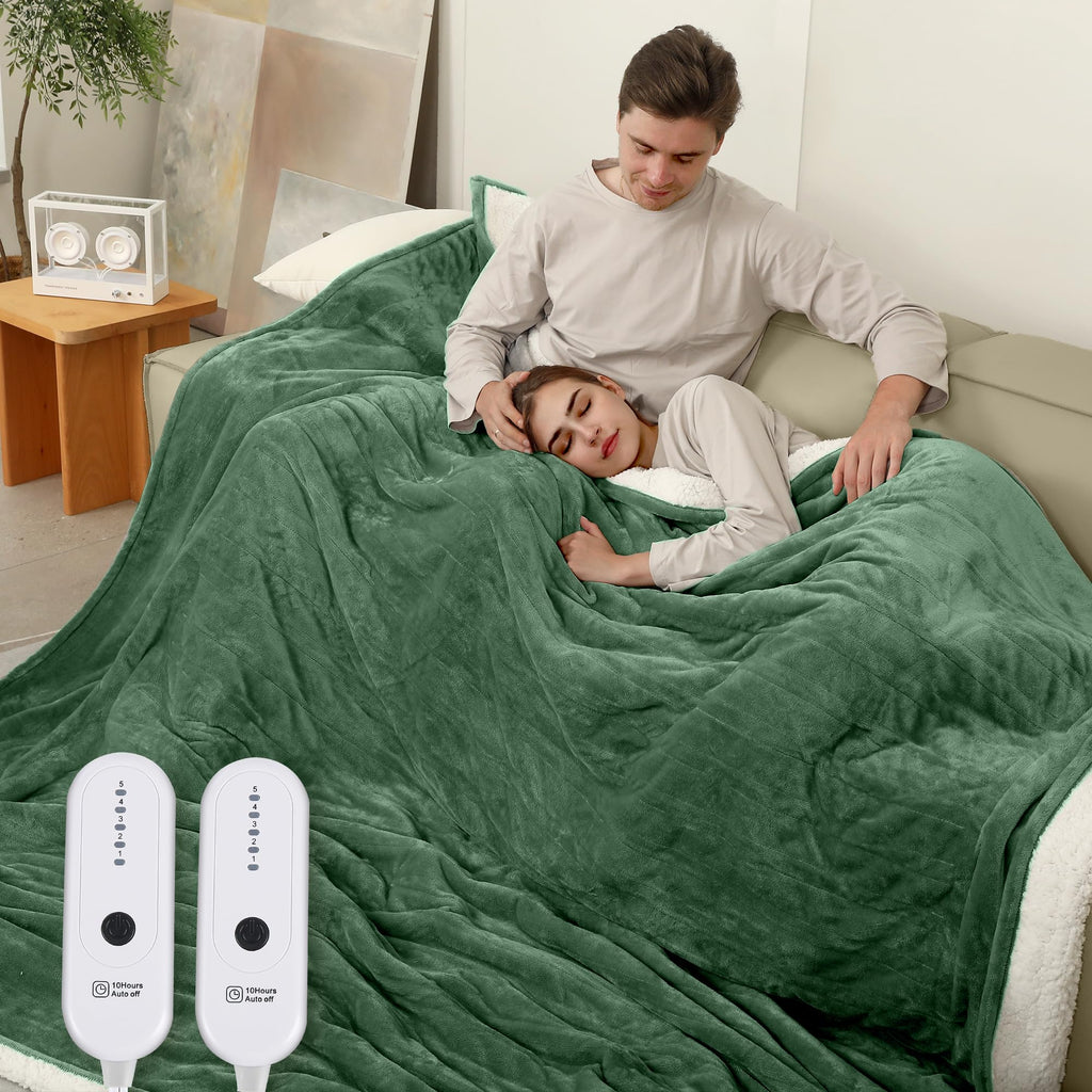 Coperta Elettrica Riscaldata Plaid con 5 Livelli di Riscaldamento e Spegnimento Automatico dopo 4 Ore, Plaid Riscaldato 50"x60" con Certificazione ETL e FCC per Casa e Ufficio, Lavabile in Lavatrice, Grigio Scuro