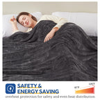 SEALY Electric Blanket Throw, Flannel Heated Blanket with 6 Heat Settings & 2-10 Hours Auto Shut Off, Fast Heating & Machine Washable for Home Office Use, 50x60 Inch, Light Grey