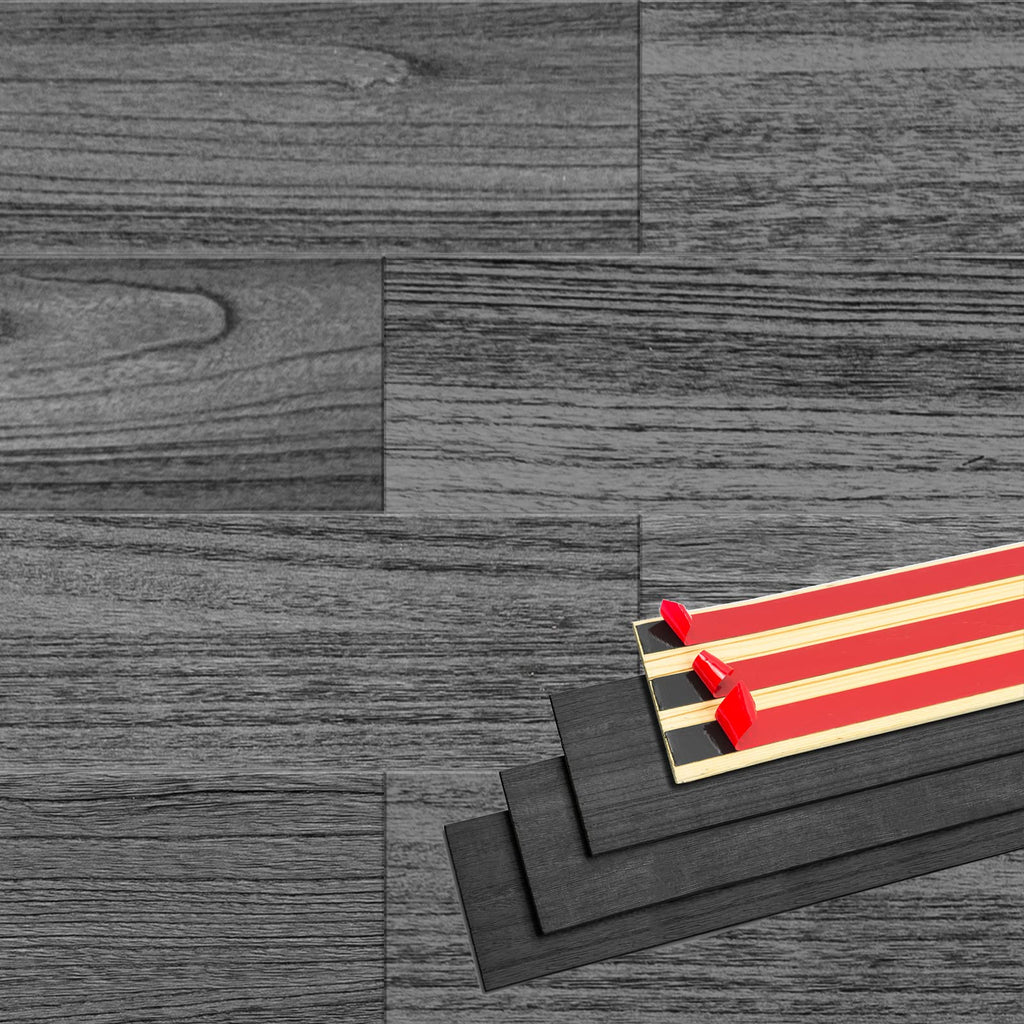 Brosisincorp Peel & Stick Wood Wall Panels - Real Paulownia Wood Shiplap Boards for Accent Walls, DIY Easy to Install - (12.4 Sq Ft, 10Pcs - 5" Wide, Coal Black)