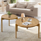 Wooden Round Nesting Coffee Tables Set of 2,Round End Table,Small Nesting Tables,Side Table,for for Living Room Bedroom Balcony by Solid Wood