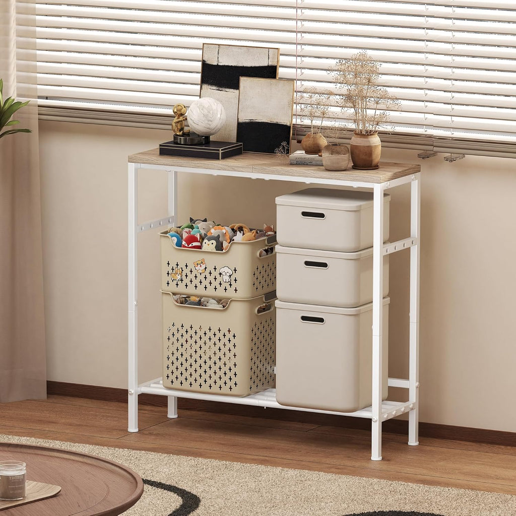 Entryway Table 31.5" Width, 2-Tier Console Table with Adjustable Shelves, Industrial Sofa Table with Storage, Foyer Tables for Entryway, Hallway, Kitchen, Living Room and Bedroom, Light Coffee