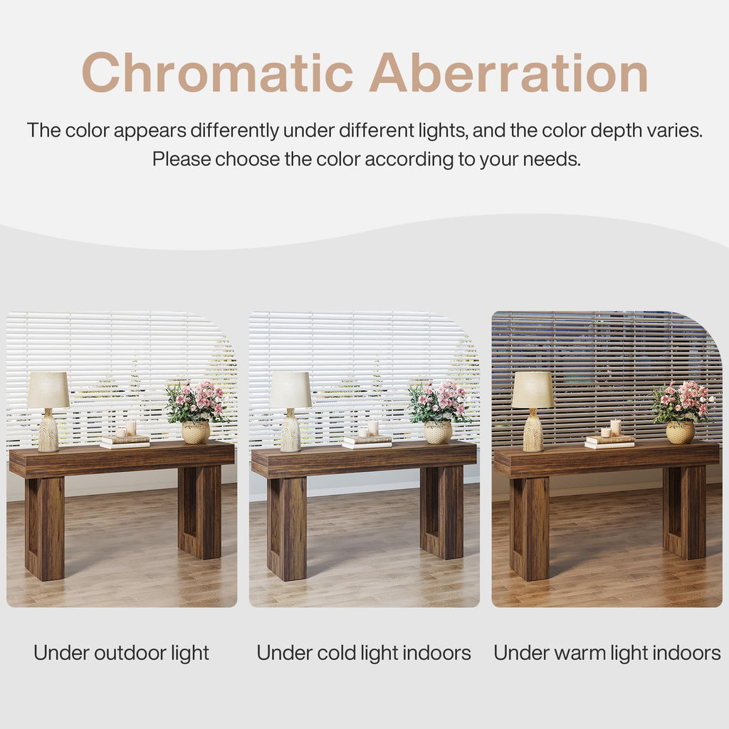 Tribesigns 63-дюймовый длинный консольный стол, деревянный прямоугольный стол за диваном, фермерский стол для прихожей, коридора, гостиной (натуральный)