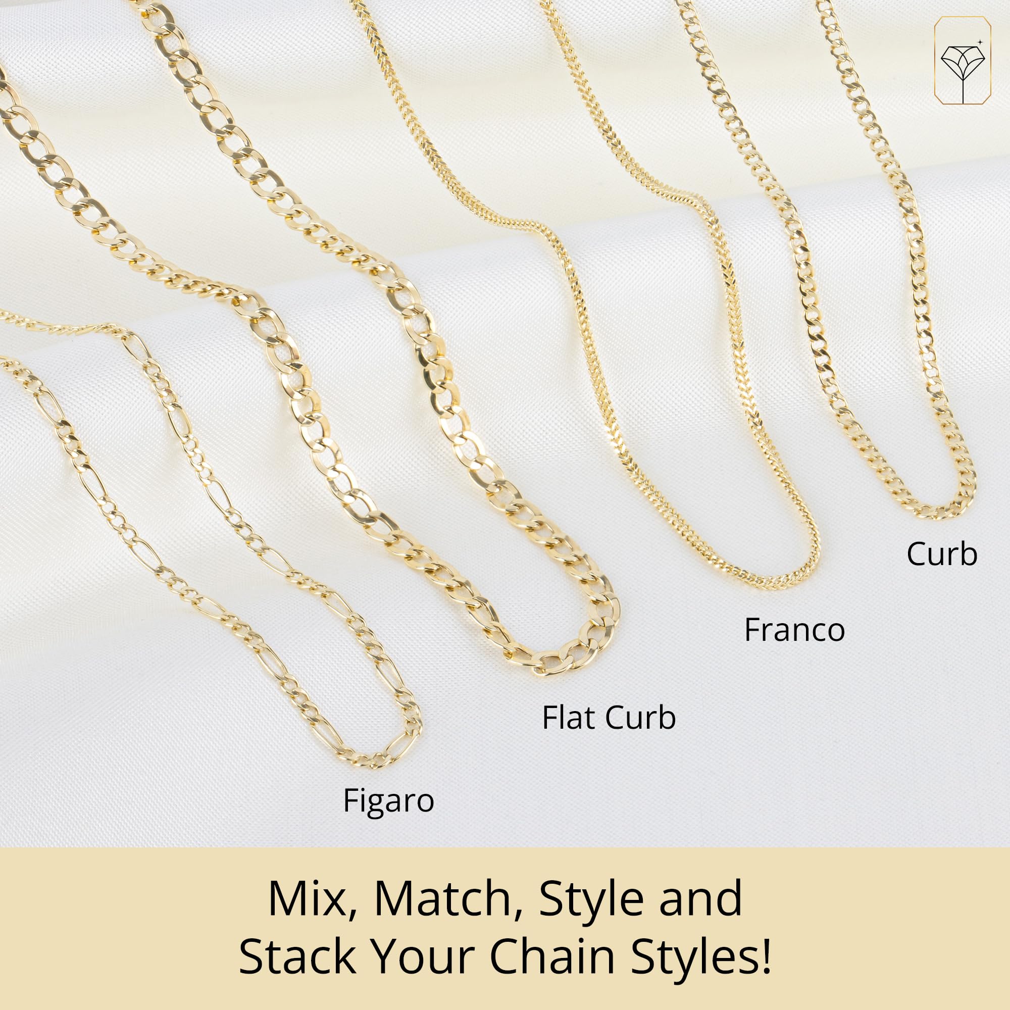 MAX + STONE Corrente de Ouro 10K 2MM Corrente Hipoalergênica Curb de 18 Polegadas | Corrente de Ouro Maciço para Homens e Mulheres | Colar de Ouro 10K Masculino