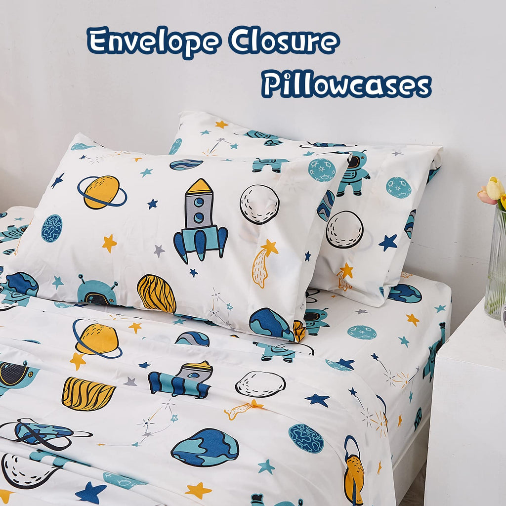 ست ملحفه کودکان یونیکورن صورتی JSD، سایز تویین، ۳ تکه، ملحفه‌های رختخواب میکروفایبر چاپ شده با طرح رنگین کمان برای دختران، جیب عمیق