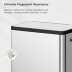 EKO EcoCasa II 36L+24L Dual Trash Can with Recycle Bin, Stainless Steel Garbage Can with Lid, Deodorizer Compartment, Odor-Proof and Fingerprint Resistant
