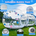 8FT Inflatable Bubble House for Kids, Clear PVC Bubble Balloon House with Tunnel, Air Blower, 600W Air Pump Transparent Bubble House Dome Inflatable for Party, Yard Decoration