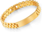 Urban Jewelry Men’s Link Bracelet – Track Chain Design in a Radiant Gold Finish – Made of Stainless Steel