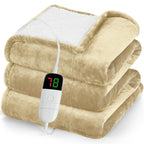 greenoak Heated Blanket Electric Throw 50"X60", Heating Blanket with 10 Heat Levels 1/2/4/6/8 Hours Auto-Off Overheat Protection, Flannel Sherpa Soft Warm Heater, ETL Certified Coral Pink