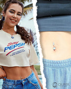 OUFER 316L Surgical Steel Belly Button Rings, Clear CZ Navel Rings, Belly Piercing Jewelry