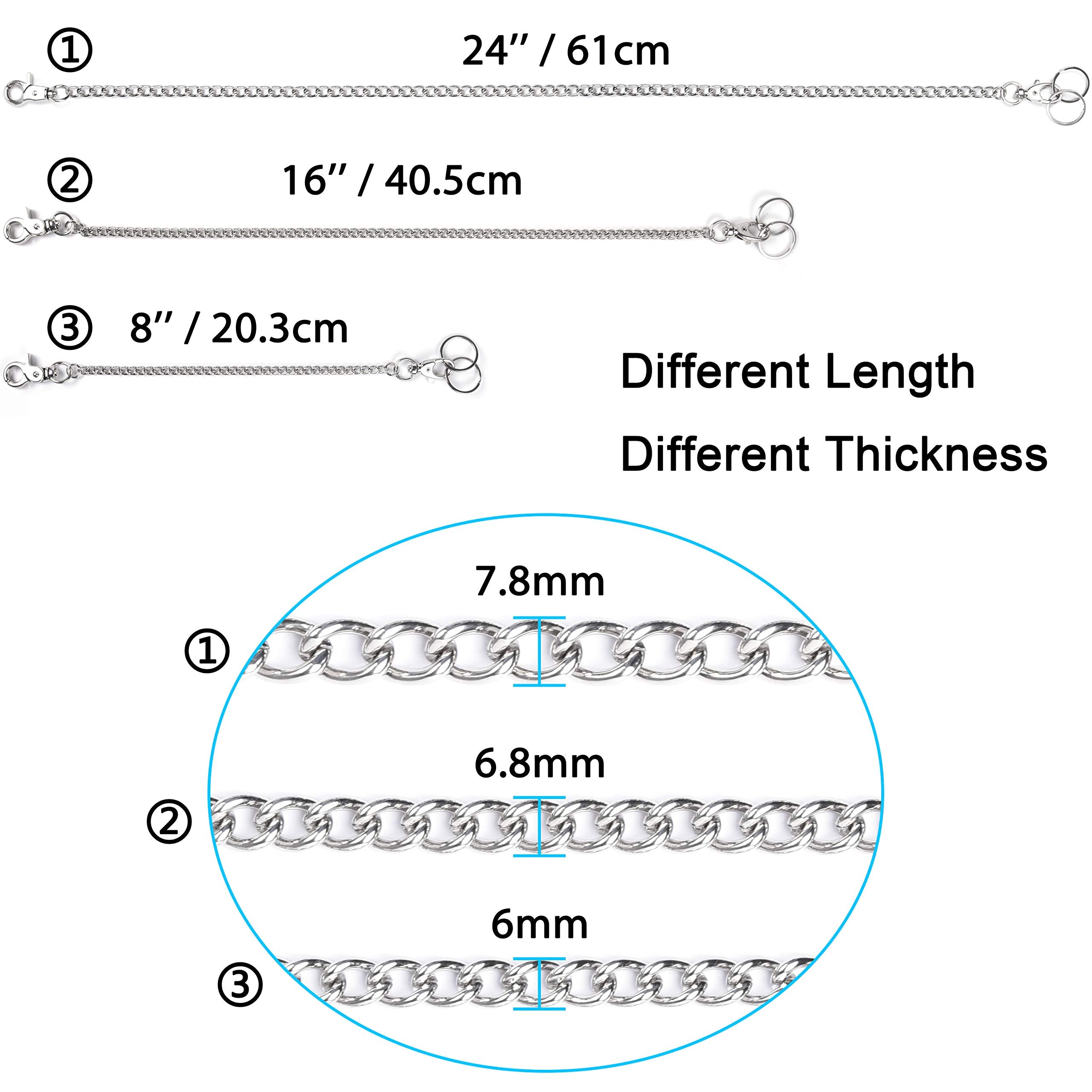 Wisdompro Wallet Chain, 16 inch Heavy Duty Pocket Keychain with Lobster Clasps and 2 Keyrings for Keys, Wallet, Jeans, Pants, Belt Loop, Purse and Handbag