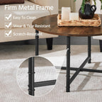 Yaheetech Round Coffee Table, Small Coffee Table with Sturdy Metal Legs for Living Room, Rustic Wood Circle Tables Easy to Assemble, 31.5 x 17.7 Inches