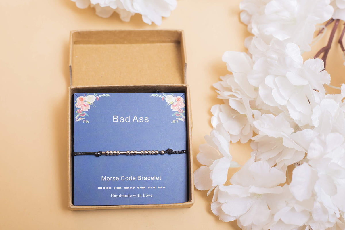 morniface Morse Code Bracelets for Women, Message Friendship Gifts Friendship Bracelets Gifts for Friends Gifts for Her (Bad ass)