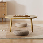 Small Coffee Table for Small Space, Low Table, Floor Table Desk for Sitting on The Floor, Japanese Coffee Table for Living Room, Tatami Tea Tables with Solid Wood Legs, Oval Coffee Tables, Brown