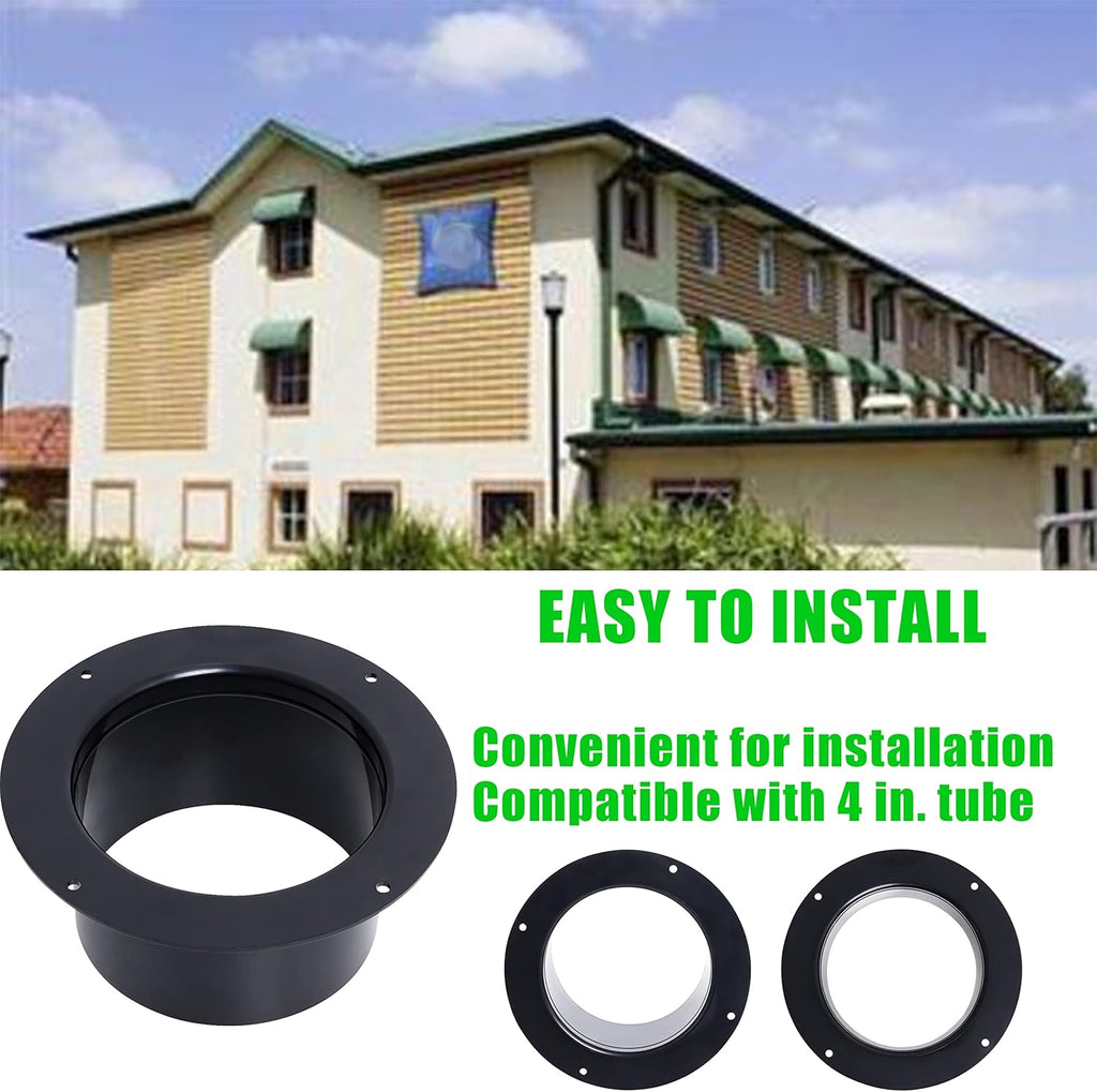 Duct Connector Flange 4 inch by Wadoy, 4 Pack ABS Quality Air Conditioner Exhaust Hose Flange Wall Mount for Heating Cooling Ventilation HVAC System Dryer Vent Wall Plate