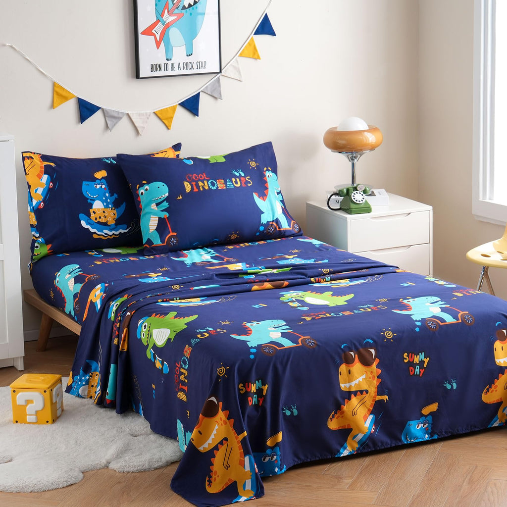 ست ملحفه کودکان یونیکورن صورتی JSD، سایز تویین، ۳ تکه، ملحفه‌های رختخواب میکروفایبر چاپ شده با طرح رنگین کمان برای دختران، جیب عمیق