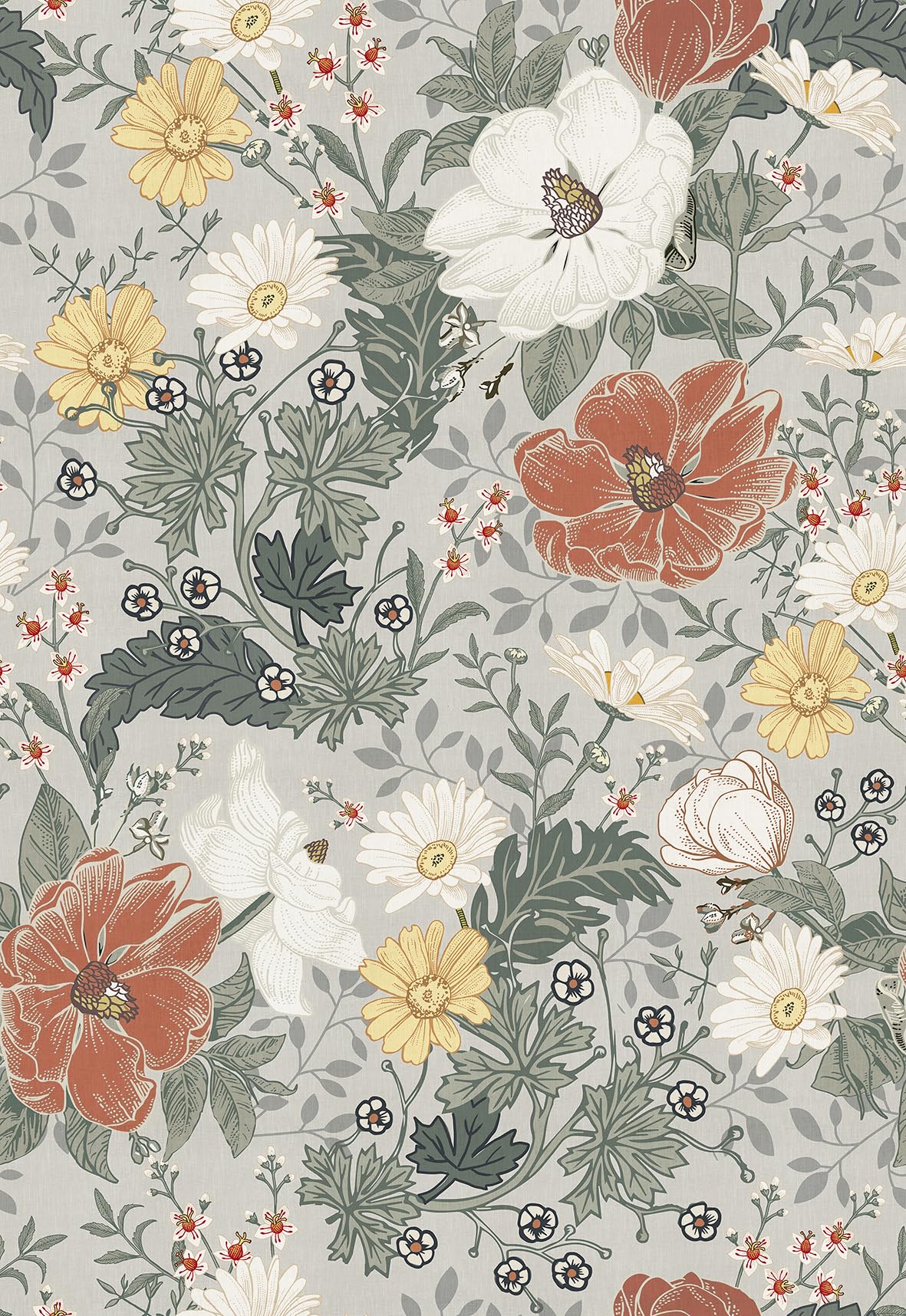 Simon&Siff Vintage Wallpaper Peel and Stick Modern Floral Wall Paper Farmhouse Botanical Contact Paper Removable Renter Friendly Wallpaper for Cabinets Countertop Wall 17.3" x 118"