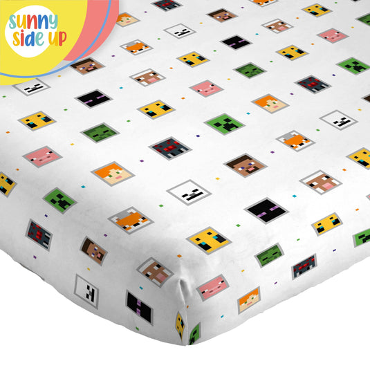 Sunny Side Up Minecraft Creeper & Animals Twin Sheet Set - 3 Piece Kids Bedding Set Includes Pillow Cover - Super Soft Microfiber Sheets