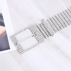 WHIPPY Women Rhinestone Belt Silver Shiny Diamond Crystal Ladies Waist Belt for Jeans Dresses Fit Waist Size 27-35 Inches