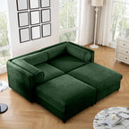 Large Sectional Couches for Living Room, Corner Couch with Storage Chenille Sectional Sofa, Cylindrical Backrest and Armrests 6 Seats,Green