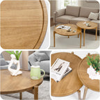 Wooden Round Nesting Coffee Tables Set of 2,Round End Table,Small Nesting Tables,Side Table,for for Living Room Bedroom Balcony by Solid Wood