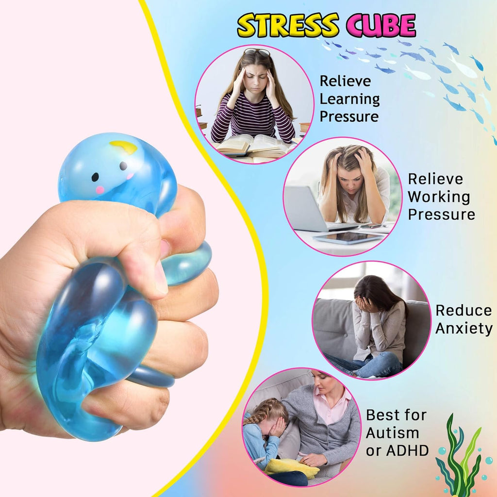 Stress Cube Fidget Toys Adults - Sensory Toys for Kids with Autism Stress Balls for Adults Squishy Toys for Anxiety Squeeze Fidgets for Teens Stress Relief Gifts Easter Basket Stuffers