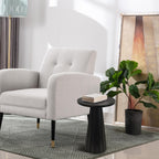 Small Pedestal Side Table, Round Modern Drink Table for Small Space Living Room, Bedroom (Black)