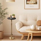 Martini Table Height Adjustable, Drink Tables for Small Spaces, Round Side Table, Tiny Side Tables for Living Room, Bedroom, Cocktail, Black (Black)