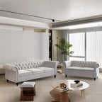 QHITTY 3 Piece Living Room Set, Sectional Chesterfield Sofa Chair Contemporary Upholstered Leather Loveseat Couch Sets for Living Room, Bedroom, Office