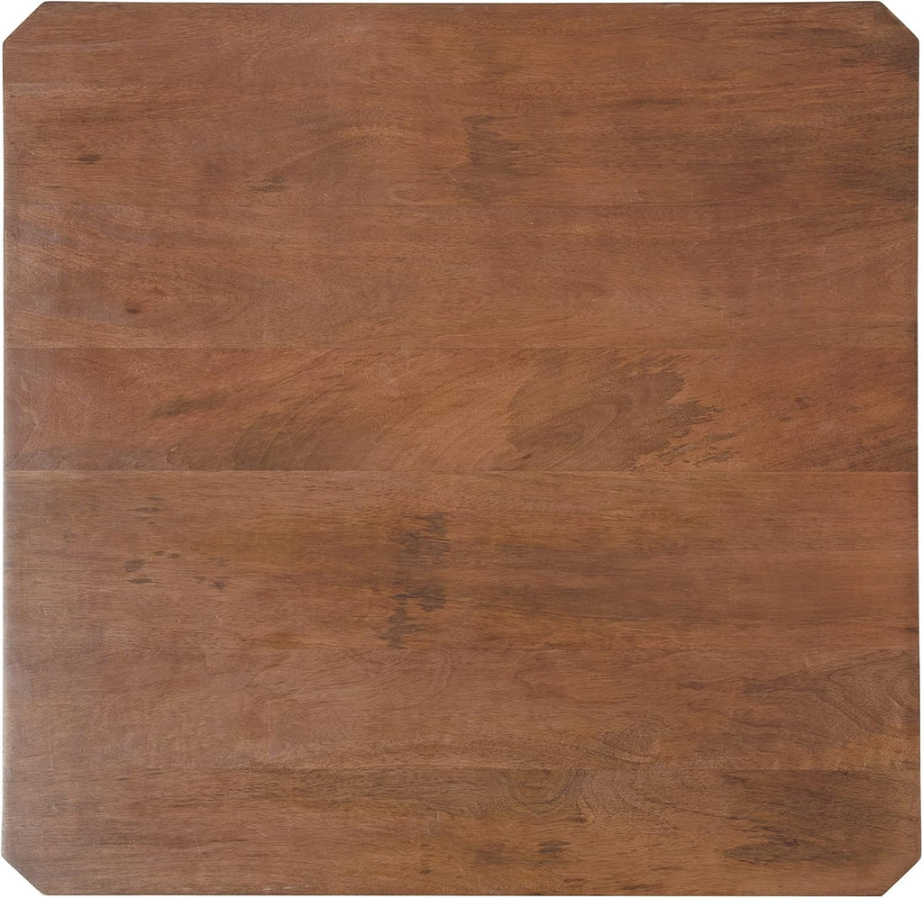 Kate and Laurel Talcott Modern Tiered Square Coffee Table; 26 x 26 x 18; Walnut Brown; Transitional Two-Tier Rectangular Living Room Table with Storage and Mango Wood Construction