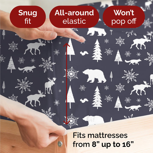 King Christmas Tree Sheet Set - Holiday Xmas Pattern Linen Set - Deep Pockets - Snug Fit - 4 Piece - Wrinkle Free - Comfy & Cooling Festive Winter Bedding - Easy To Care For - Kid Friendly