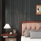 FunStick Black Slats Wood Wallpaper Peel and Stick Wood Contact Paper for Cabinets Peel & Stick Wood Slats Wallpaper for Wall Decor Waterproof Removable Wood Wallpaper for Bedroom Countertops 12"x200"